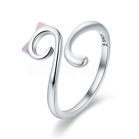 Adjustable 925 Sterling Silver Enamel Finger Cuff Rings RJEW-FF0007-19AS-1