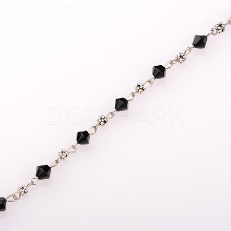 Handmade Bicone Glass Beads Chains for Necklaces Bracelets Making AJEW-JB00061-03-1