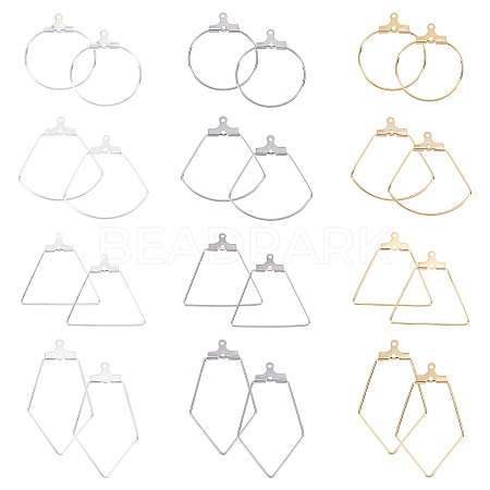 24Pcs 12 Style Sector & Ring & Trapezoid & Rhombus 304 Stainless Steel Pendants STAS-UN0027-16-1
