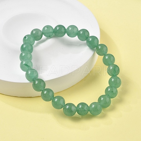 Natural Green Aventurine Round Bead Stretch Bracelets BJEW-L593-A07-1