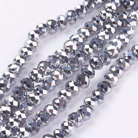 Faceted Electroplate Glass Rondelle Bead Strands X-EGLA-R080-6mm-01-1