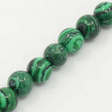 Synthetic Malachite Beads Strands G-D065-6mm-1