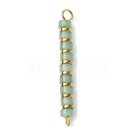 Natural Green Aventurine & Electroplated Synthetic Non-magnetic Hematite Heishi Connector Charms PALLOY-JF03291-02-1