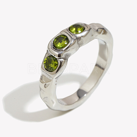 316L Surgical Stainless Steel Pave Cubic Zirconia Finger Rings WGCD260-05-1