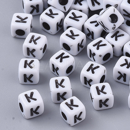 White Opaque Acrylic Beads MACR-R869-02K-1