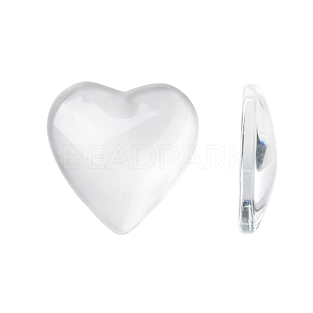 Transparent Glass Heart Cabochons X-GGLA-R021-20mm-1