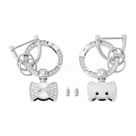 1Pc DIY Alloy Rhinestone Spring Gate Rings Keychains FIND-TA0008-54B-P-1