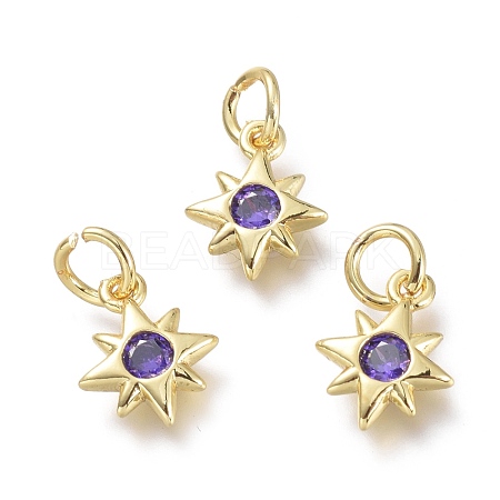 Brass Micro Pave Cubic Zirconia Pendants KK-P188-H06-G-1
