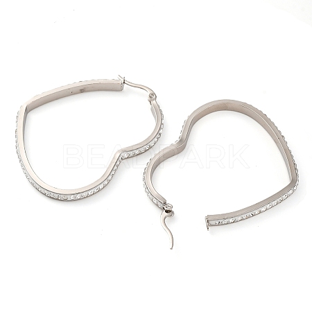 304 Stainless Steel Heart Hoop Earrings EJEW-S242-01P-F-1