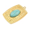 Bohemian Style 304 Stainless Steel with Synthetic Turquoise Big Pendants STAS-G381-02G-07-2