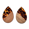 Transparent Resin & Walnut Wood Big Pendants RESI-T058-05C-2