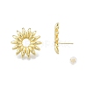 Brass Sunflower Stud Earrings for Women EJEW-P205-04G-3