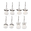 Angel Spiral Shell & Glass Pearl Dangle Earrings EJEW-JE05838-1