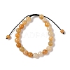8mm Round Natural Topaz Jade Braided Bead Bracelets BJEW-C067-01B-24-2