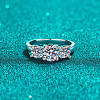 Rhodium Plated 925 Sterling Silver Pave 8.2x4.9mm Moissanite Finger Rings WG3C802-14-1