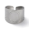 Non-Tarnish 304 Stainless Steel Open Cuff Ring Components STAS-M323-61P-2