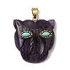 Natural Amethyst & Synthetic Turquoise Pendants G-Z090-02G-07-1
