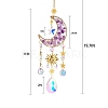 Glass & Amethyst Nuggets Moon Pendant Decorations HJEW-PW0002-07B-1
