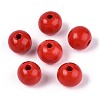 Spray Painted Round Natural Schima Wood Beads WOOD-A018-14mm-07-1