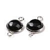 Natural Black Agate Connector Charms G-D059-01C-02-3