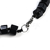 Natural Dyed & Heated Black Agate Hexagon Prism Graduated Beaded Necklaces for Women Men NJEW-K388-03J-3