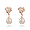 Real Rose Gold Plated Fashion Alloy Austrian Crystals Dangle Earrings EJEW-AA00057-01-1