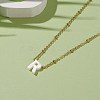 (Jewelry Parties Factory Sale)Natural Shell Initial Pendant Necklaces NJEW-JN03298-04-4