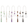 5Pcs 5 Style Natural Gemstone Pointed Dowsing Pendulums FIND-FH0007-82-1