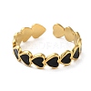 Real 18K Gold Plated 304 Stainless Steel Enamel Cuff Rings RJEW-M171-14G-02-2