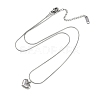304 Stainless Steel Peach Heart Pendant Round Snake Chain Necklaces NJEW-Z044-07P-2