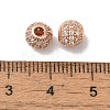 Rack Plating Round Brass Micro Pave Cubic Zirconia Beads KK-F873-24RG-2