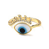 Lampwork Evil Eye Cuff Ring with Clear Cubic Zirconia RJEW-L104-04G-03-3