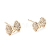 Brass Micro Pave Clear Cubic Zirconia Stud Earring Findings X-KK-D063-16G-1