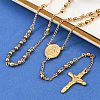 Rosary Bead Necklace with Crucifix Cross NJEW-L450-10G-4