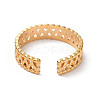 Ion Plating(IP) 304 Stainless Steel Hollow Wave Open Cuff Rings RJEW-D006-09G-3