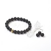 Natural Lava Rock Beads Stretch Bracelets BJEW-JB03852-05-3