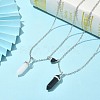 2Pcs 2 Style Natural Black Obsidian & White Jade Bullet Pendant Necklaces Set NJEW-TA00095-02-6
