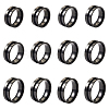 12Pcs 6 Size 201 Stainless Steel Grooved Finger Ring Settings STAS-TA0002-15B-2