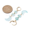 Moon & Star Glass Dangle Leverback Earrings with 304 Stainless Steel Pins EJEW-JE05605-02-3