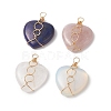 Natural & Synthetic Mixed Gemstones Copper Wire Wrapped Pendants PALLOY-JF01976-1