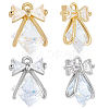 12Pcs 2 Colors Brass with Clear Cubic Zirconia Pendants ZIRC-BBC0002-65-1