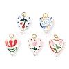 Hand Painted Floral & Cherry Pattern Heart Porcelain Pendants PALLOY-JF05560-1