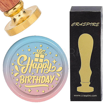 Brass Wax Seal Stamps with Wood Handle AJEW-WH0412-0055-1