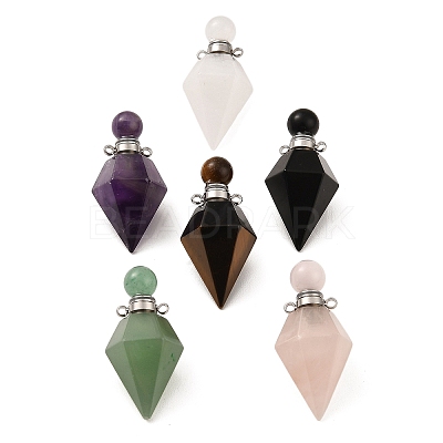 Natural Mixed Stone Openable Perfume Bottle Pendants G-F754-03P-1