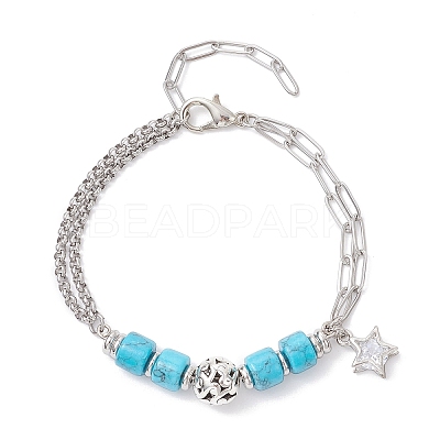2Pcs 2 Styles 304 Stainless Steel Multi-layered Bracelets BJEW-JB12234-1