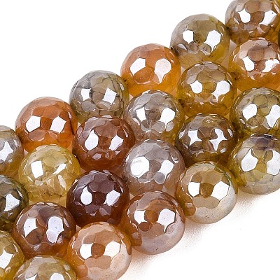Electroplate Natural Agate Beads Strands G-T131-55-31-1