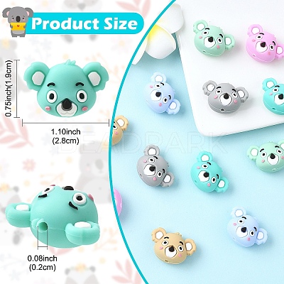 12Pcs 6 Colors Silicone Beads SIL-YW0002-08-1