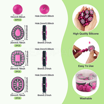 56Pcs 4 Styles Silicone Beads FIND-TA0010-75D-1