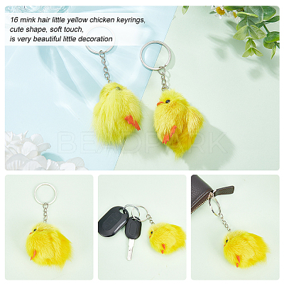 Cute Water Mink Mini Fur Chicken Pendant Bag Keychain KEYC-WH0018-77-1