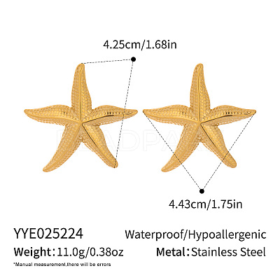 Stainless Steel Textured Starfish Stud Earrings FU0930-2-1